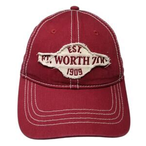 Jacobson Hat Baseball Cap Red One Size Ft Worth Zoo Patch Contrast Stitching